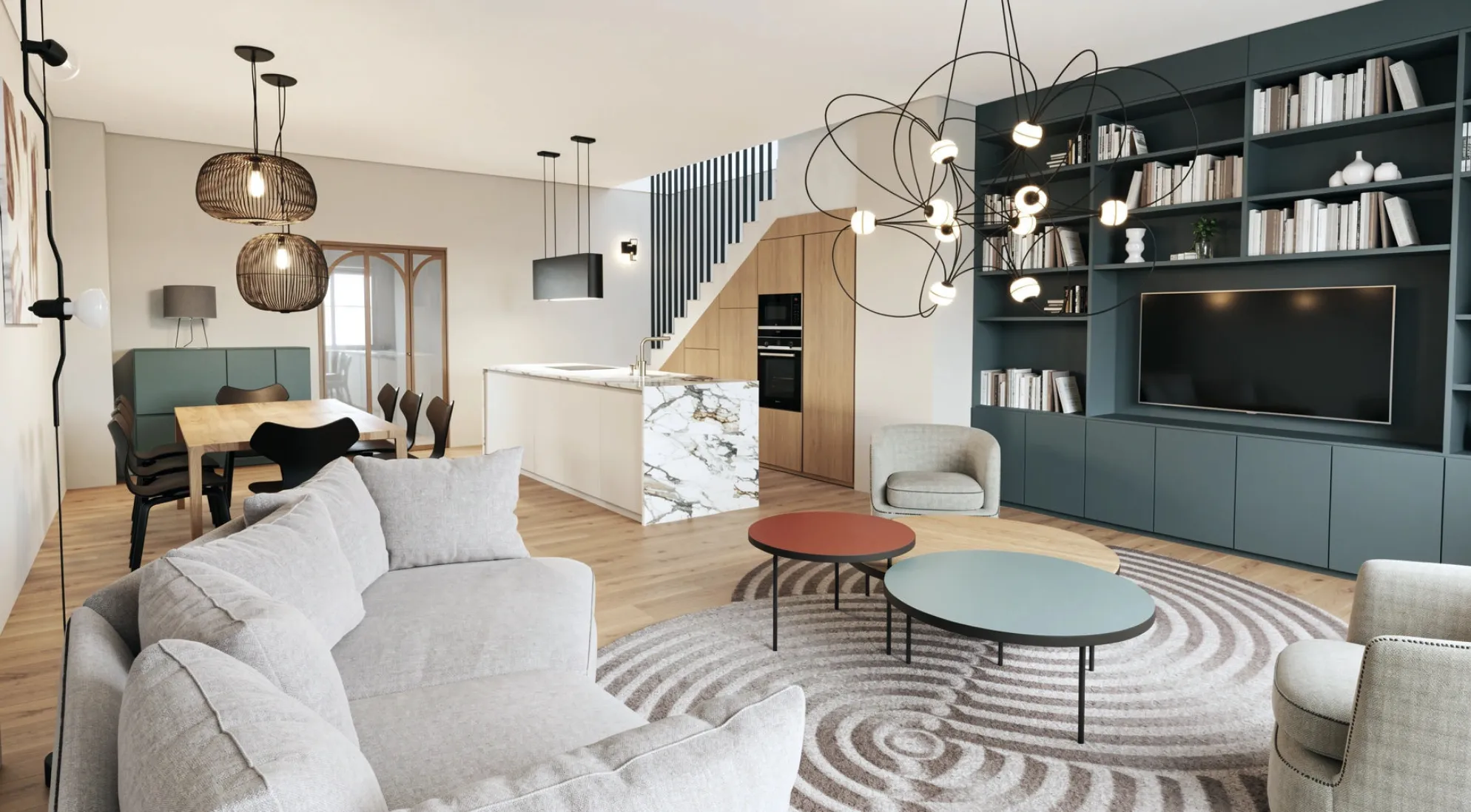 Séjour lumineux d'une maison de la résidence Acacia à La Rochelle