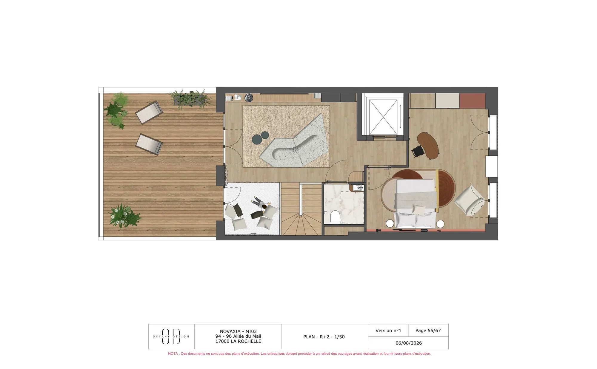 Plan meublé de la maison MI03, 2e étage
