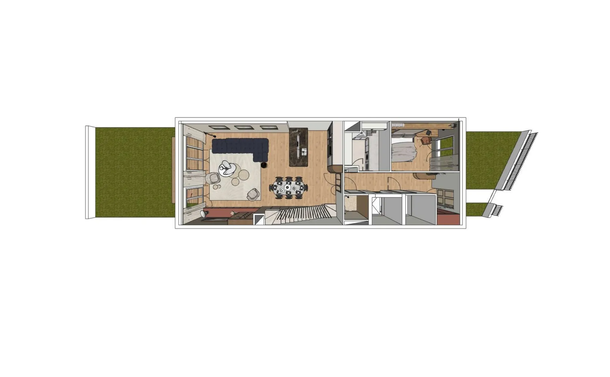 Plan meublé de la maison MI04, rez-de-chaussée