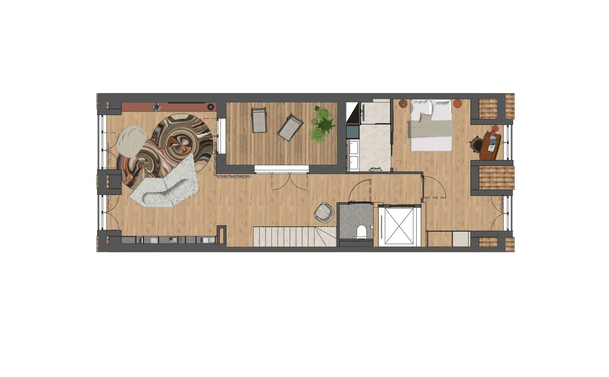Plan meublé de la maison MI04, 2e étage