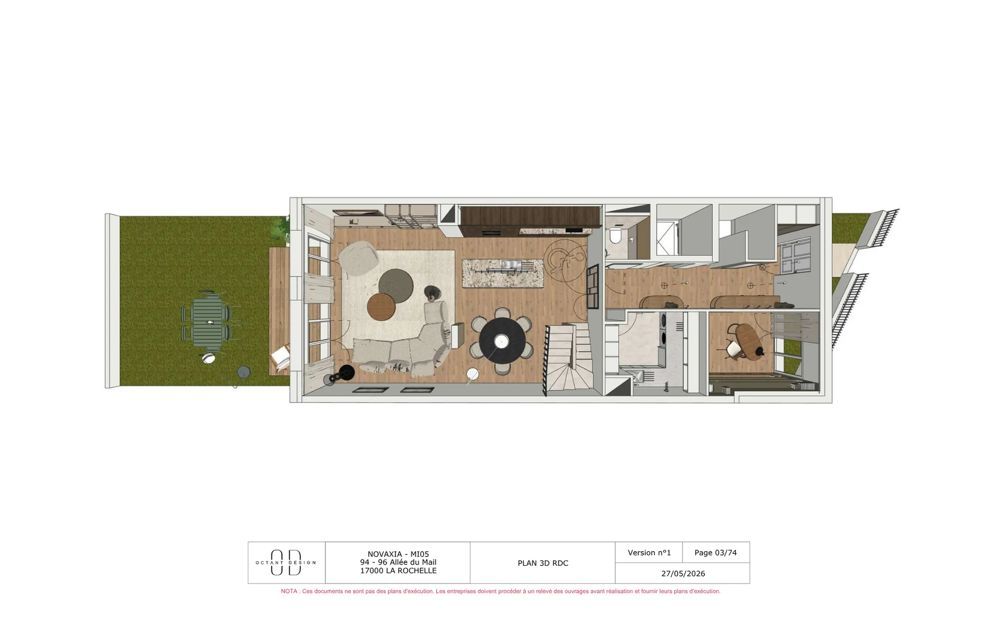 Plan meublé de la maison MI05, rez-de-chaussée