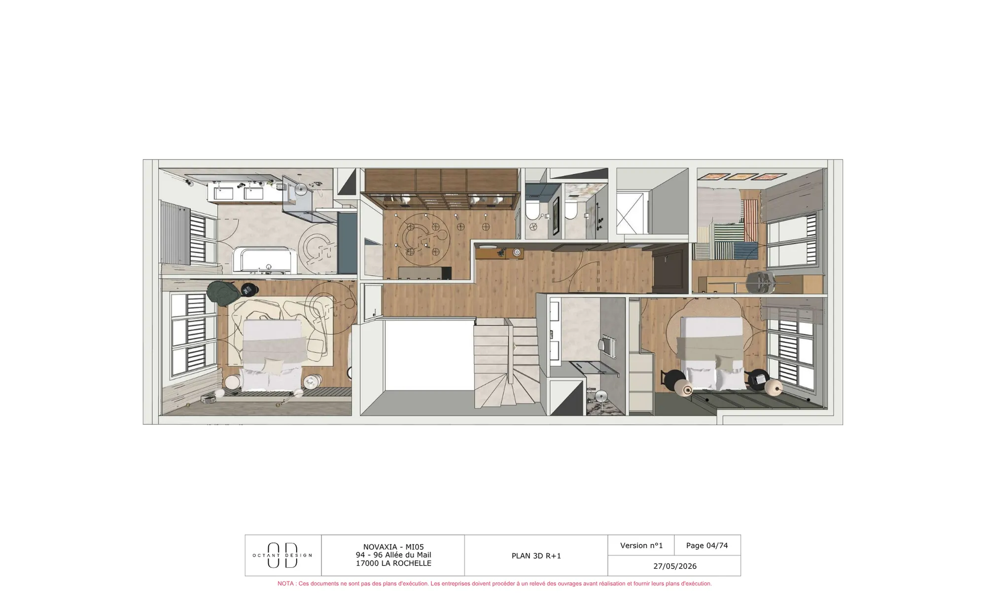 Plan meublé de la maison MI05, 1er étage