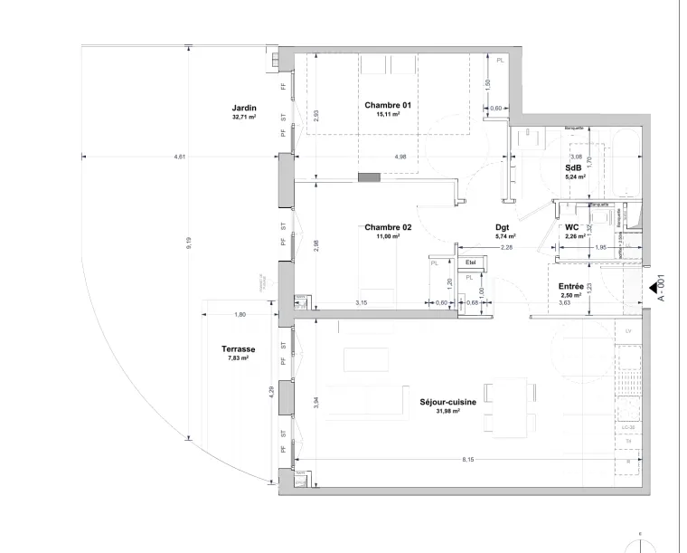 Plan de l'appartement A001