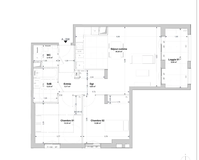 Plan de l'appartement A008