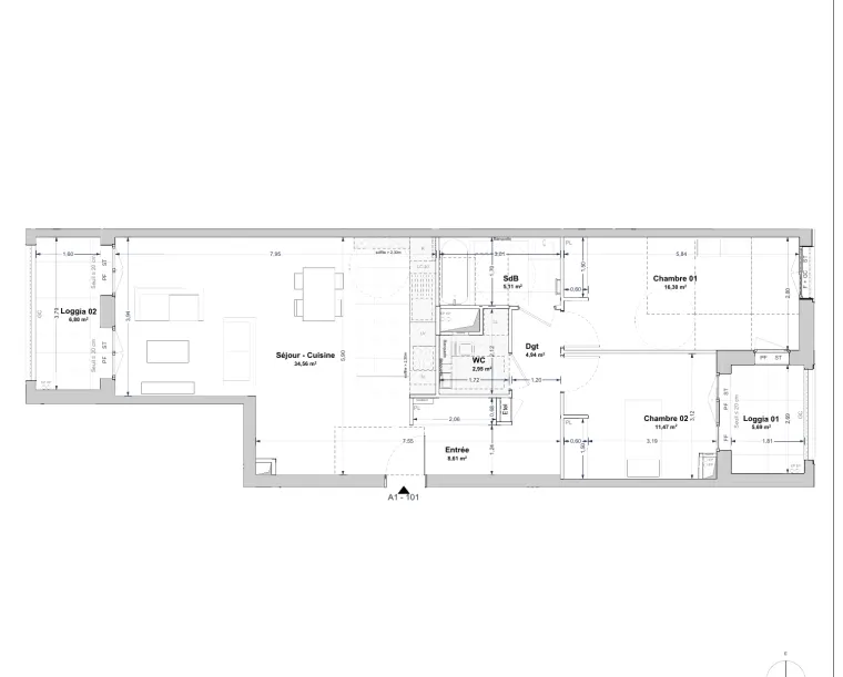 Plan de l'appartement A1101