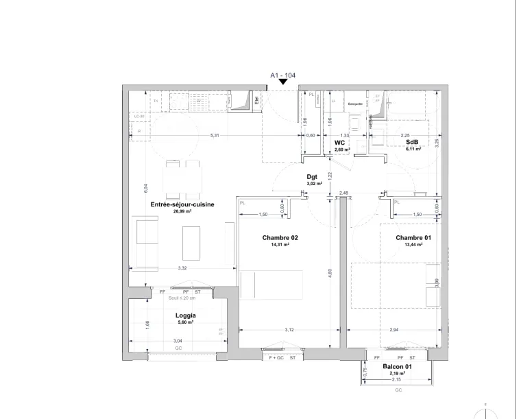 Plan de l'appartement A1104