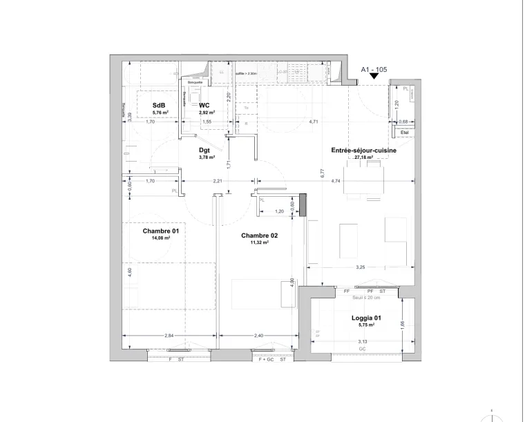 Plan de l'appartement A1105