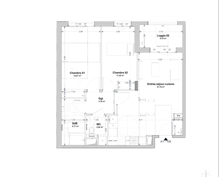 Plan de l'appartement A1106