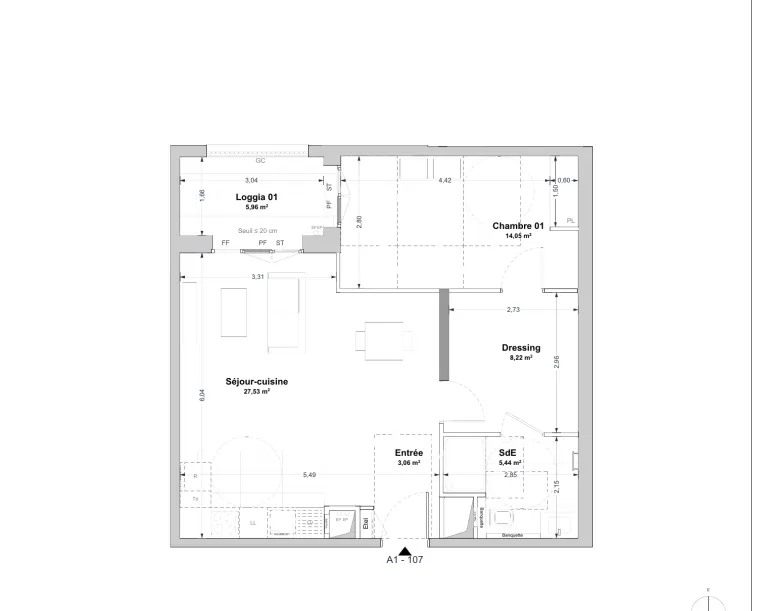 Plan de l'appartement A1107