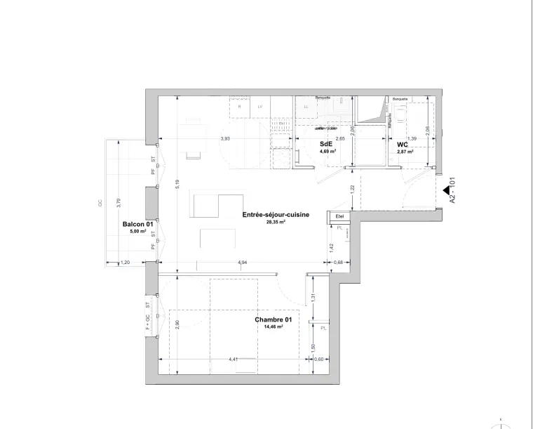 Plan de l'appartement A2101
