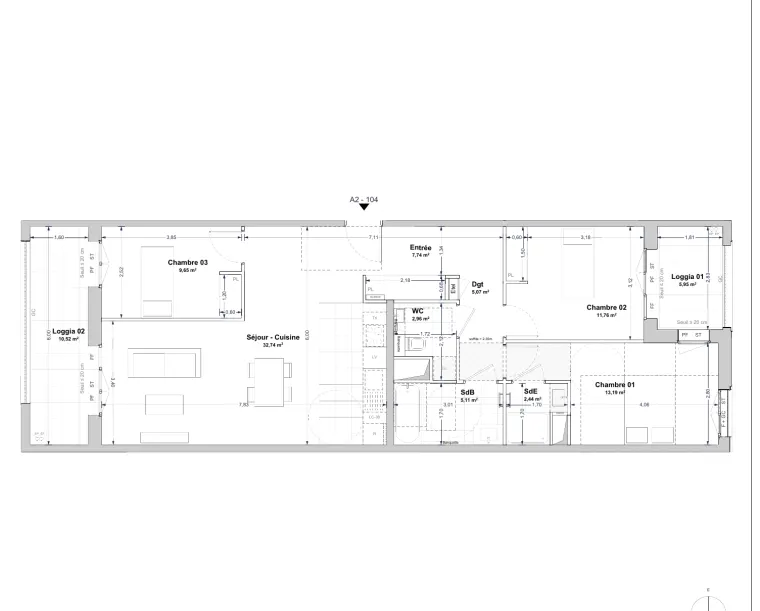 Plan de l'appartement A2104