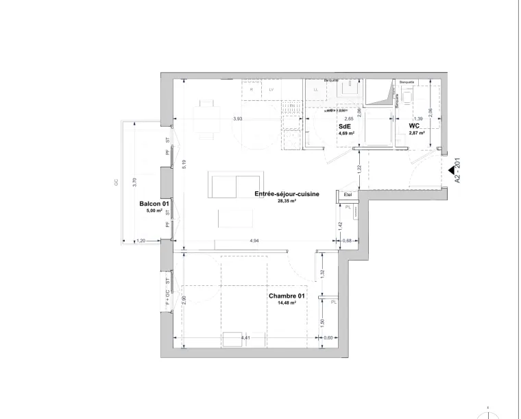 Plan de l'appartement A2201
